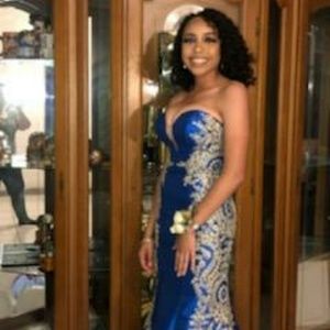 2 Cute formal size 0 Royal blue w/gold brocade